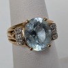 14K Yellow Gold Light Blue Stone w/ Diamond Accent - 2