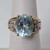 14K Yellow Gold Light Blue Stone w/ Diamond Accent - 3