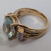 14K Yellow Gold Light Blue Stone w/ Diamond Accent - 4