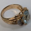 14K Yellow Gold Light Blue Stone w/ Diamond Accent - 5