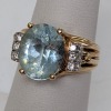 14K Yellow Gold Light Blue Stone w/ Diamond Accent - 6