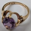14K Yellow Gold Amethyst Ring - 7