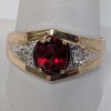 10K Yellow Gold Ring w/ Red Stone - 4