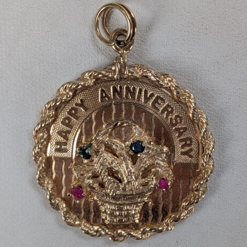 14K Yellow Gold "Happy Anniversary" Pendant