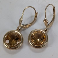14K Yellow Gold Earrings w/ Yellow Stone