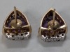 14K Yellow Gold Trillion Cut Amethyst & Diamond Earrings - 2