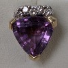 14K Yellow Gold Trillion Cut Amethyst & Diamond Earrings - 3