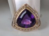 14K Yellow Gold Pendant w/ Purple & Clear Stones