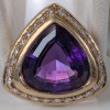 14K Yellow Gold Pendant w/ Purple & Clear Stones - 2