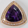 14K Yellow Gold Pendant w/ Purple & Clear Stones - 4