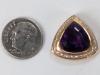 14K Yellow Gold Pendant w/ Purple & Clear Stones - 5