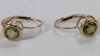 14K Yellow Gold Green Stone Earrings - 3