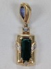 18K Yellow Gold Pendant w/ Purple, Green, & Diamond Stones - 2