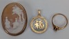 14K Yellow Gold Ring Mount, Cameo, & Pendant