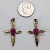 (2) 10K Yellow Gold Cross Pendant w/ Ruby Stone - 3