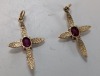 (2) 10K Yellow Gold Cross Pendant w/ Ruby Stone - 4
