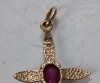 (2) 10K Yellow Gold Cross Pendant w/ Ruby Stone - 5