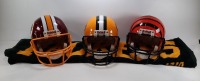 (3) Decorative Football Helmets & (1) Blanket