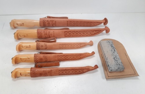 (5) J. Marttiini Finland Fillet Knives & Shapening Stone