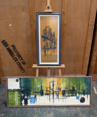 (2) Abstract Cityscape Artwork