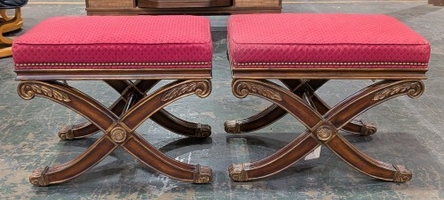 (2) Ethan Allen X-Base Stool