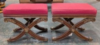 (2) Ethan Allen X-Base Stool