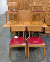 Heywood-Wakefield Champagne Mid-Century Dop-Leaf Table Table & (4) Chairs