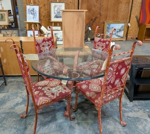 Glass Top Metal Table & (4) Chairs
