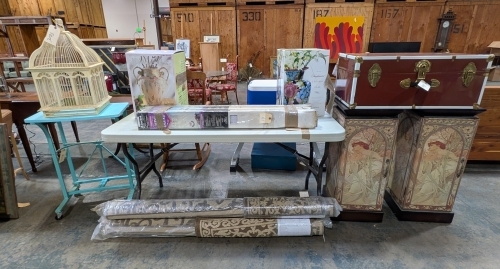 Folding Table, Side Table/Cabinet, Rugs, & More