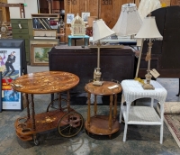 Bar Cart, End Tables, & Lamps