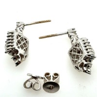 (2) Pairs of 18K White Gold and Natural Diamond Halo Drop Earrings (Pompano Beach, FL)