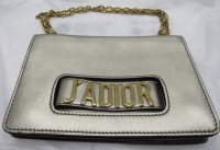 Christian Dior J'adior Gold Shoulder Bag, #09-MA-0157; 10.0 x 6.5 x 2.0 inches, fair condition, stain on the bottom inside the bag (Laredo, TX)
