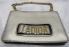 Christian Dior J'adior Gold Shoulder Bag, #09-MA-0157; 10.0 x 6.5 x 2.0 inches, fair condition, stain on the bottom inside the bag (Laredo, TX)