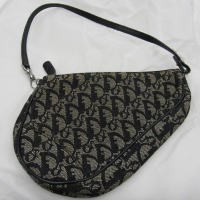 Christian Dior Black Logo Tan Cloth Small Saddle Bag Purse (Laredo, TX)