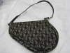 Christian Dior Black Logo Tan Cloth Small Saddle Bag Purse (Laredo, TX) - 3