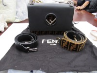 Fendi Black and Brown Zucca Velvet and Black Leather Kan I Shoulder Bag (Laredo, TX)