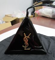 St. Laurent YSL Mini Pyramid Vernice Patent Leather Softly Nero Bag (Laredo, TX)