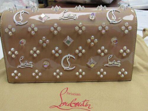 Christian Louboutin Paloma Nude and White Patent Leather Clutch (Laredo, TX)