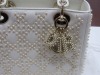 Christian Dior MY ABC Dior Lady Dior Calfskin Latte Cannage Motif with Resin Pearls Purse (Laredo, TX) - 3