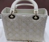Christian Dior MY ABC Dior Lady Dior Calfskin Latte Cannage Motif with Resin Pearls Purse (Laredo, TX) - 4