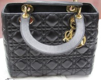 Christian Dior Black Calfskin Cannage Diamond Quilted Lady Bag (Laredo, TX)