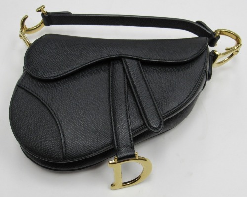 Christian Dior Black Leather Saddle Bag Purse (Laredo, TX)