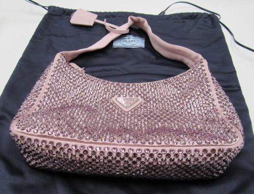 Prada Re-Edition 2000 Mini Alabastro Pink Satin Crystal Ba (Laredo, TX)