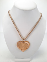 14K Gold Heart Coin Pendant Necklace