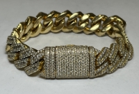 14K Yellow Gold and Natural Diamond Cuban Link Bracelet (Pompano Beach, FL)