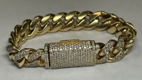 14K Yellow gold and Natural Diamond Cuban Link Bracelet (Pompano Beach, FL)