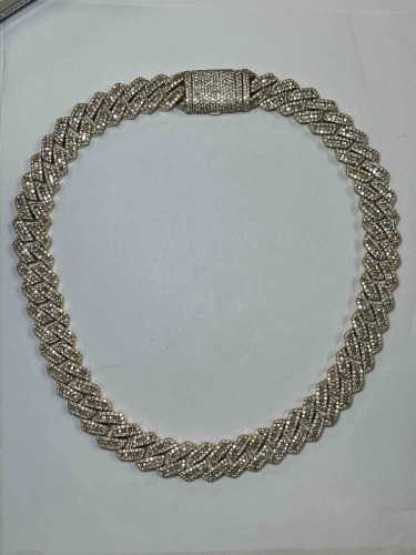 A 14K Yellow Gold and Natural Diamond Cuban Link Necklace (Pompano Beach, FL)