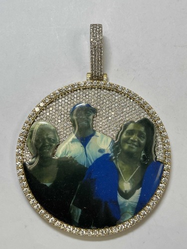 14K Rose Gold and Natural Diamond Circular Photo Pendant (Pompano Beach, FL)