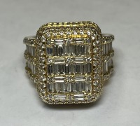 A 14K Yellow Gold and Natural Diamond Rectangular Cluster Ring (Pompano Beach, FL)