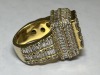 A 14K Yellow Gold and Natural Diamond Rectangular Cluster Ring (Pompano Beach, FL) - 3